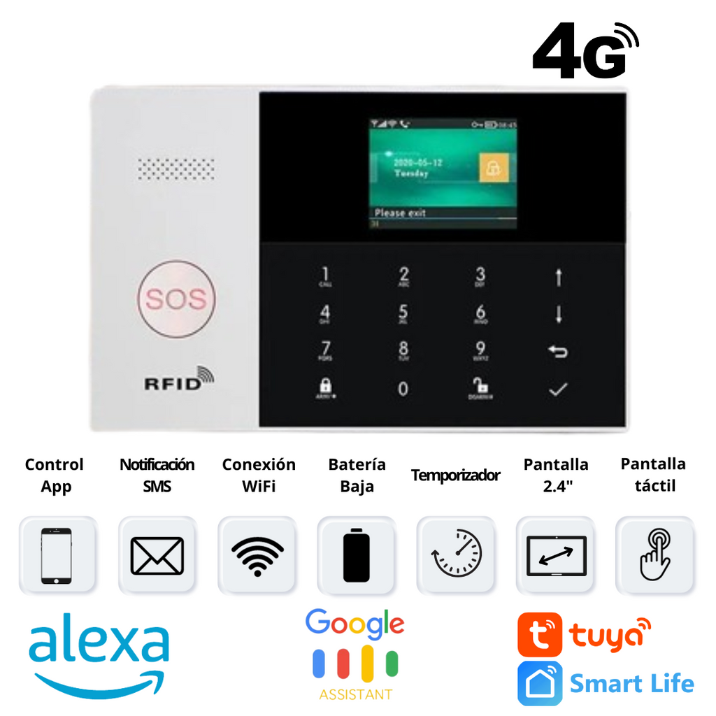 KIT DE ALARMA RA-R405: Sistema de alarma para el hogar, dispositivo inalámbrico de red Dual de 433MHz, WiFi, GSM, GPRS