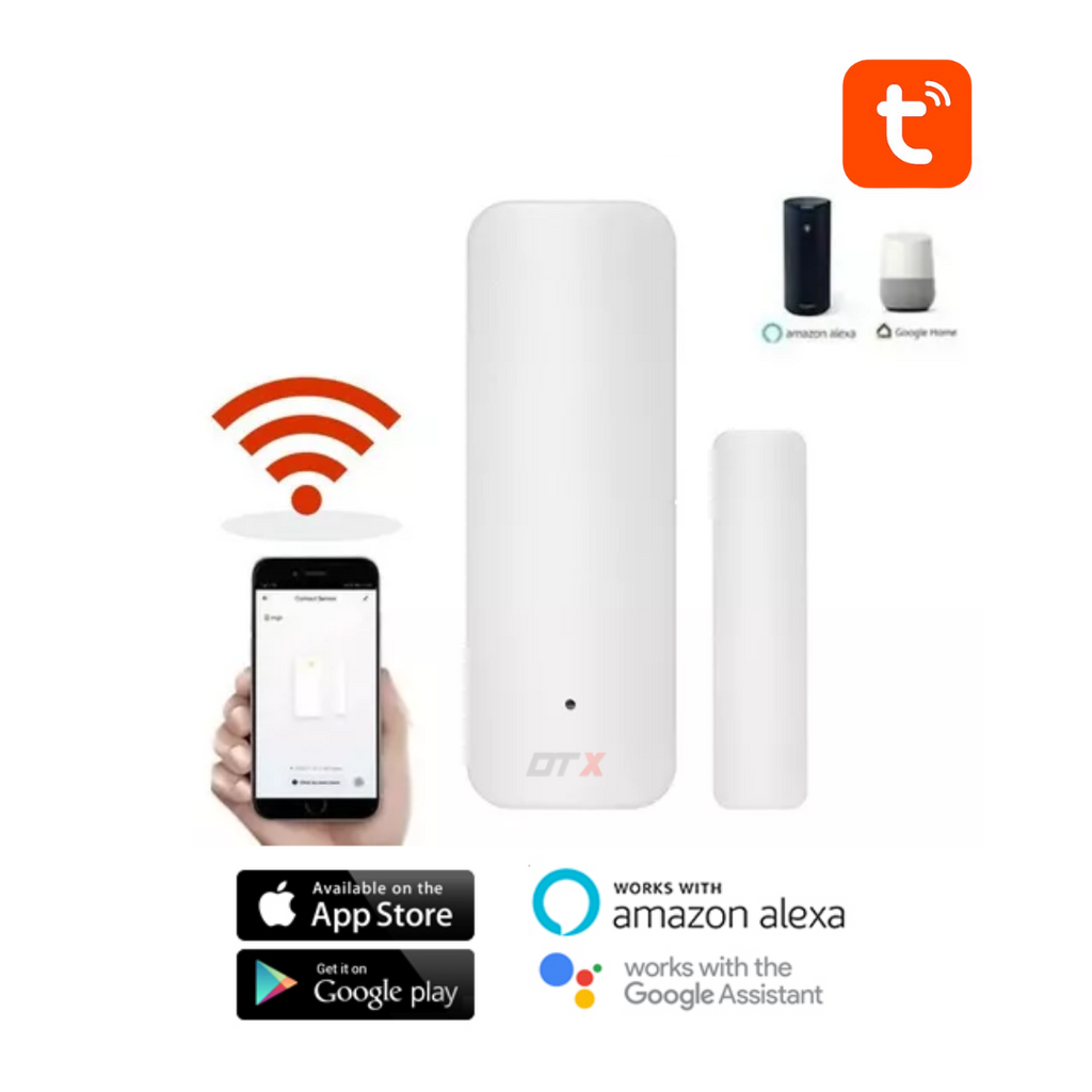  Tuya - Sensor de puerta WiFi, sensor inteligente de ventana de  puerta, alarma en tiempo real compatible con Alexa Google Assistant, sensor  de contacto abierto de puerta de seguridad para el